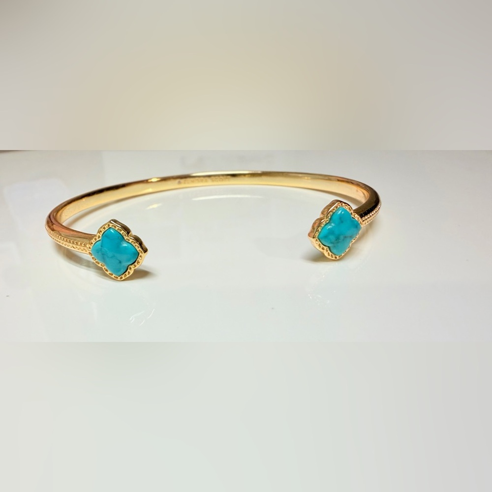 Kendra Scott Malory Cuff Gold and Variegated Turquoise Magnesite Bracelet